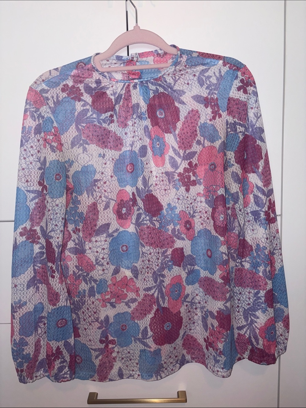 Vintage Floral Long-Sleeve Blouse